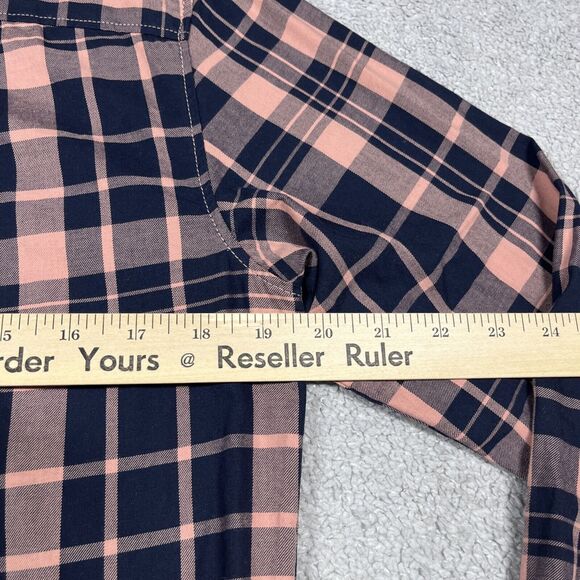 North Face Shirt Mens Small Plaid Button Up Pocket Outdoors Pink Navy Blue - Picture 10 of 12